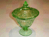 Green Sharon Cabbage Rose Candy Dish with Lid