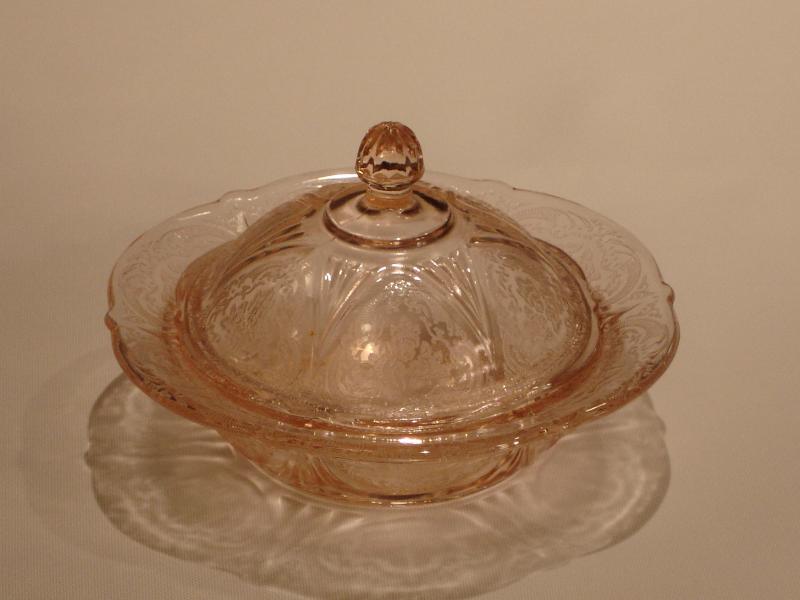 Pink Royal Lace Butter Dish with Lid.